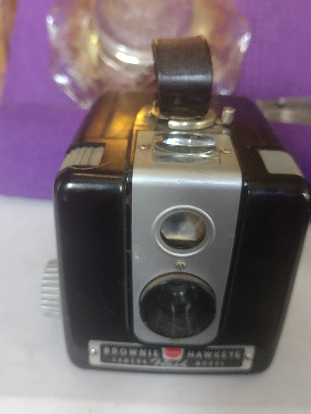 Kodak Black Box Brownie Hawkeye Camera with Silver Accents